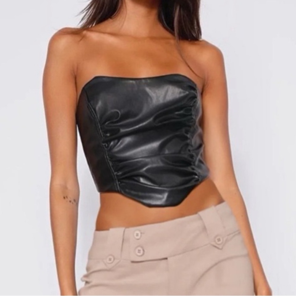 Onitsuka Tiger by Asics Black Leather Crop Top